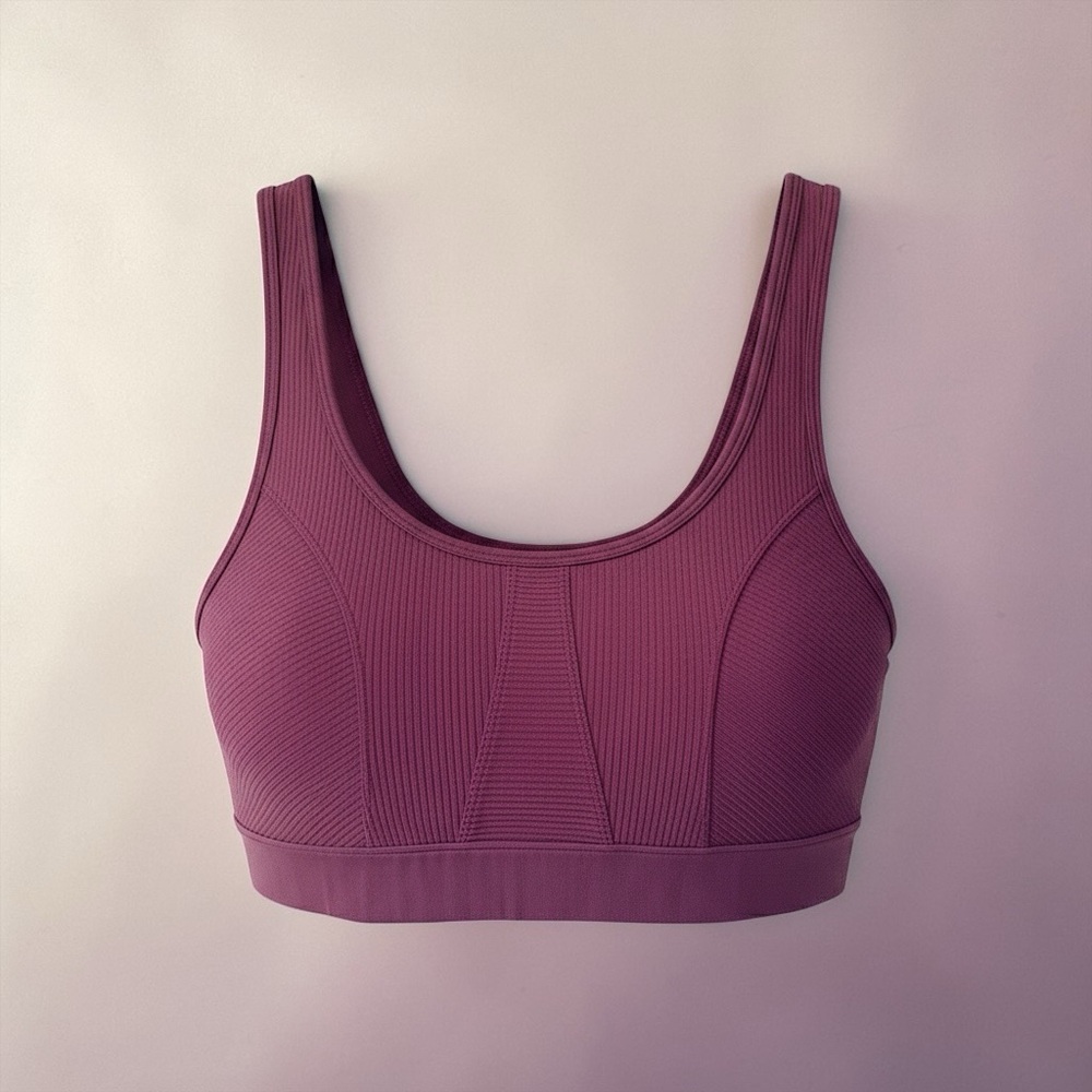 JoyLab Ribbed Scoop Sports Bra - Mauve Plum